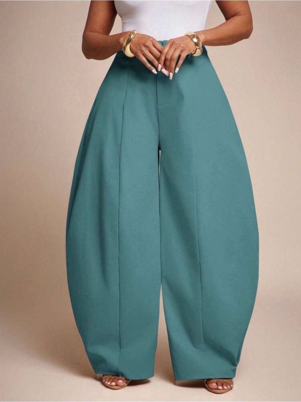 SHEIN Teal High-Waist Wide-Leg Balloon Palazzo Pants